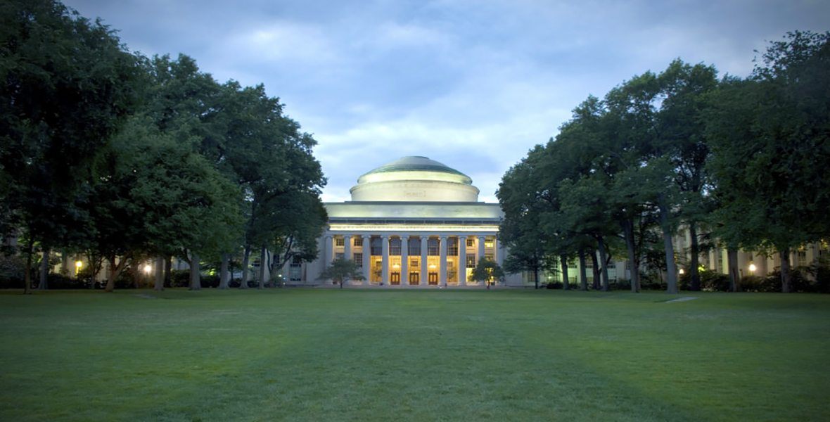 MIT dome and Killian Court at night